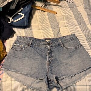 Roxy Light Blue Frayed Denim Cutoff Shorts